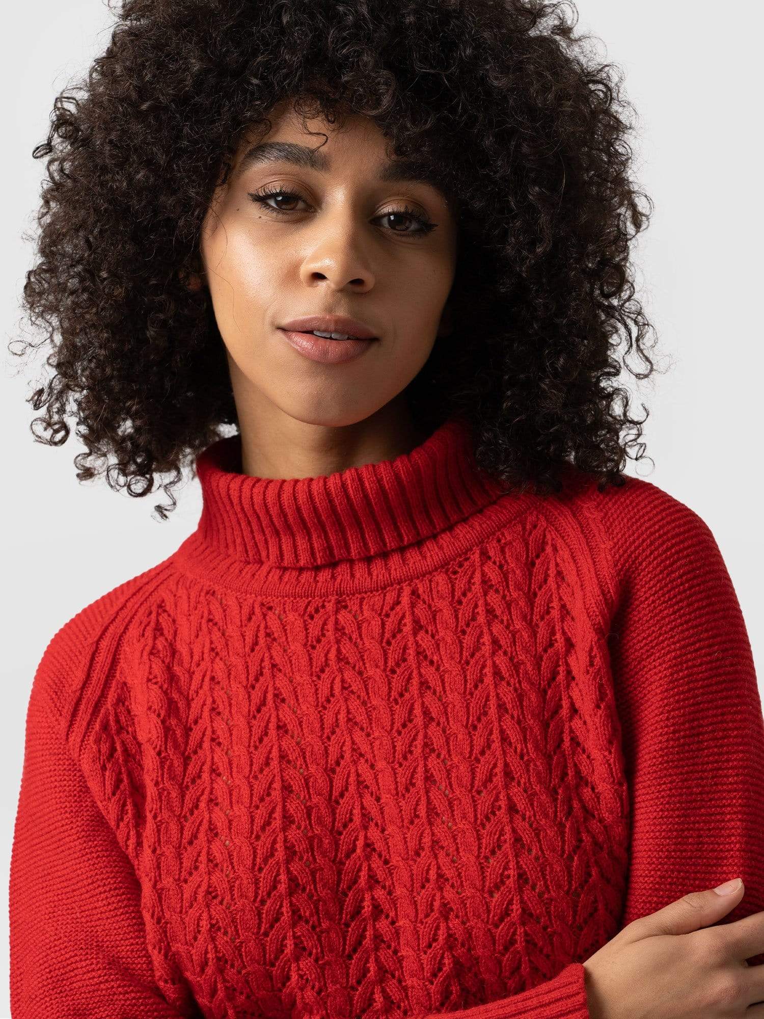 Glen Cable Knit Jumper Red - Women's Jumpers | Saint + Sofia® EU